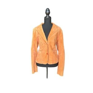 🍊 Wilsons Leather Maxima Burnt Orange Suede Blazer – 70s Free People Vibe – L